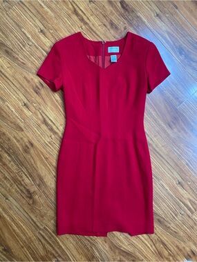 Vintage Preview Collection Womens Red V Neck Short Sleeve Sheath Dress Size 2